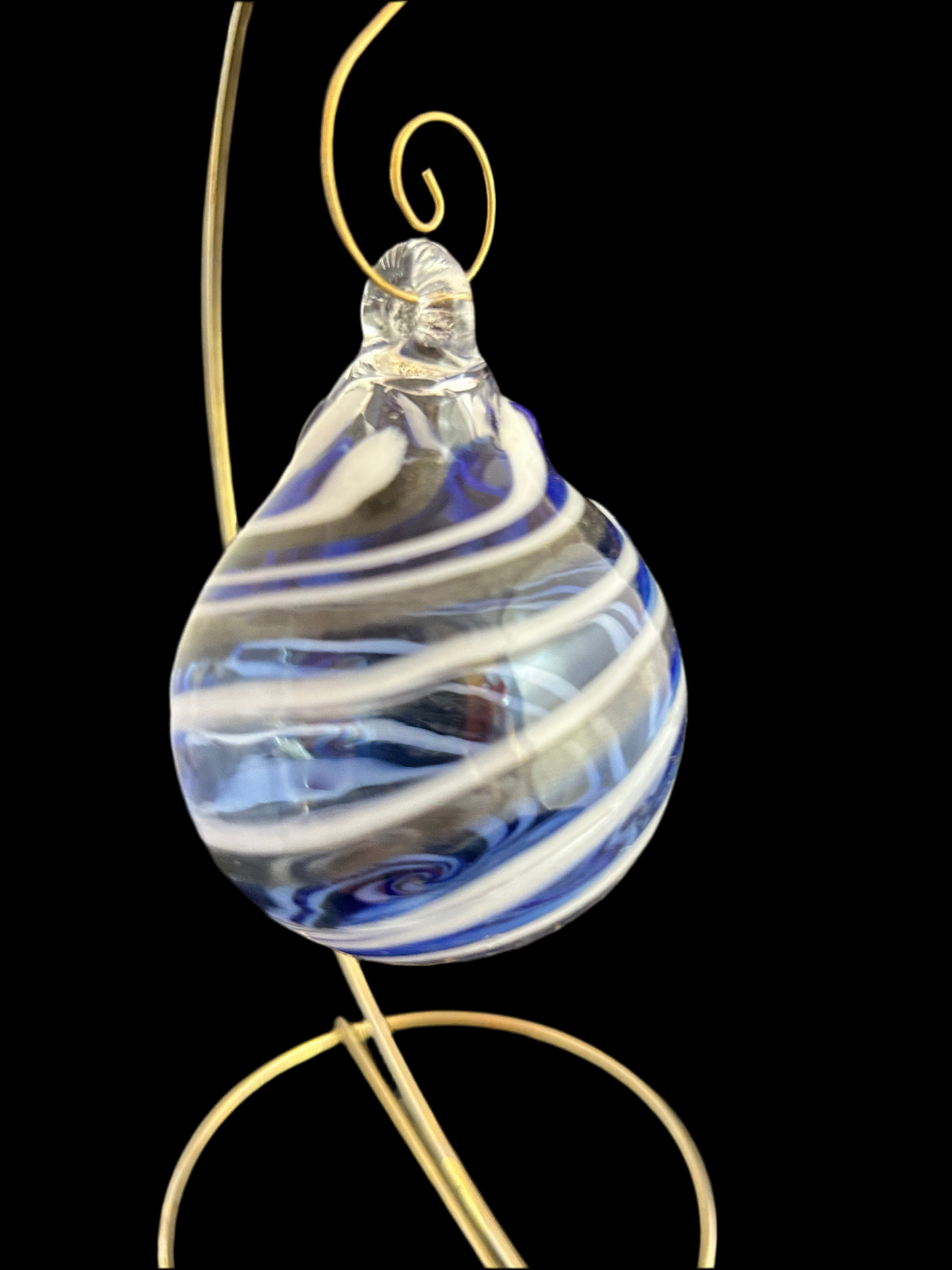 Blue & White Stripe Bulb Ornaments