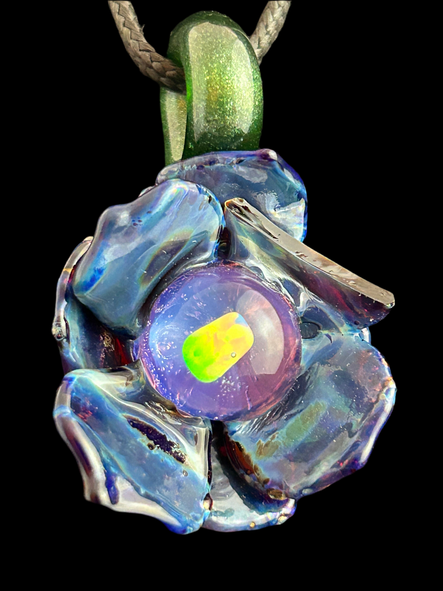 Purple Blue Opal Flower Pendant