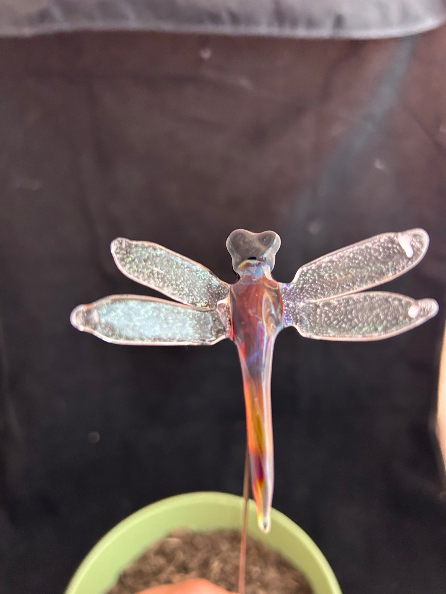 Amber Purple Dragonfly Plant Stake #2