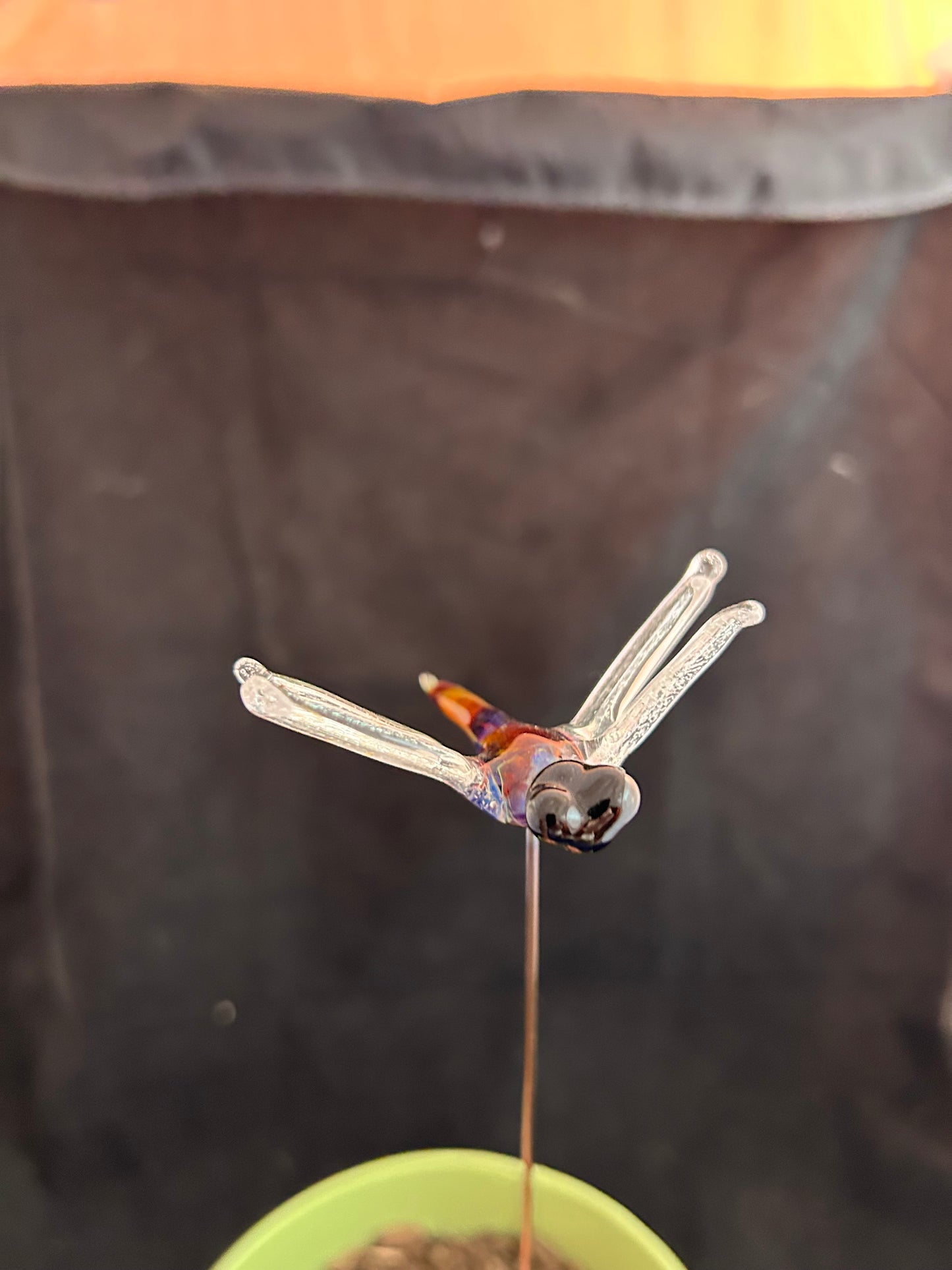 Amber Purple Dragonfly Plant Stake #2
