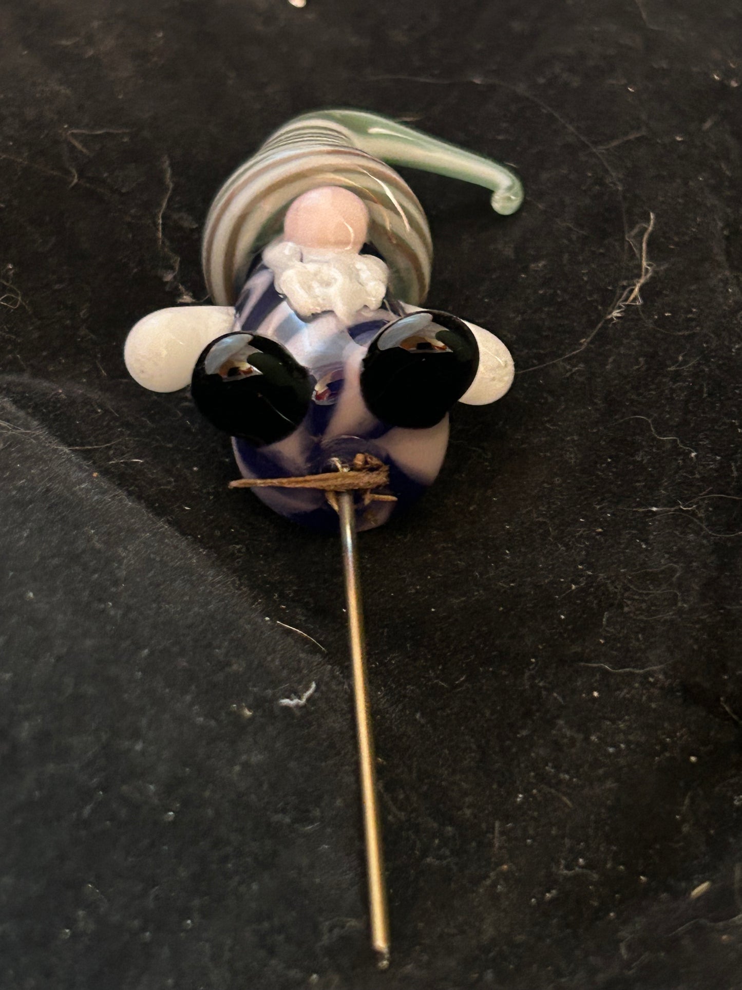 Blue & Green, White Striped Gnome Plant Stake