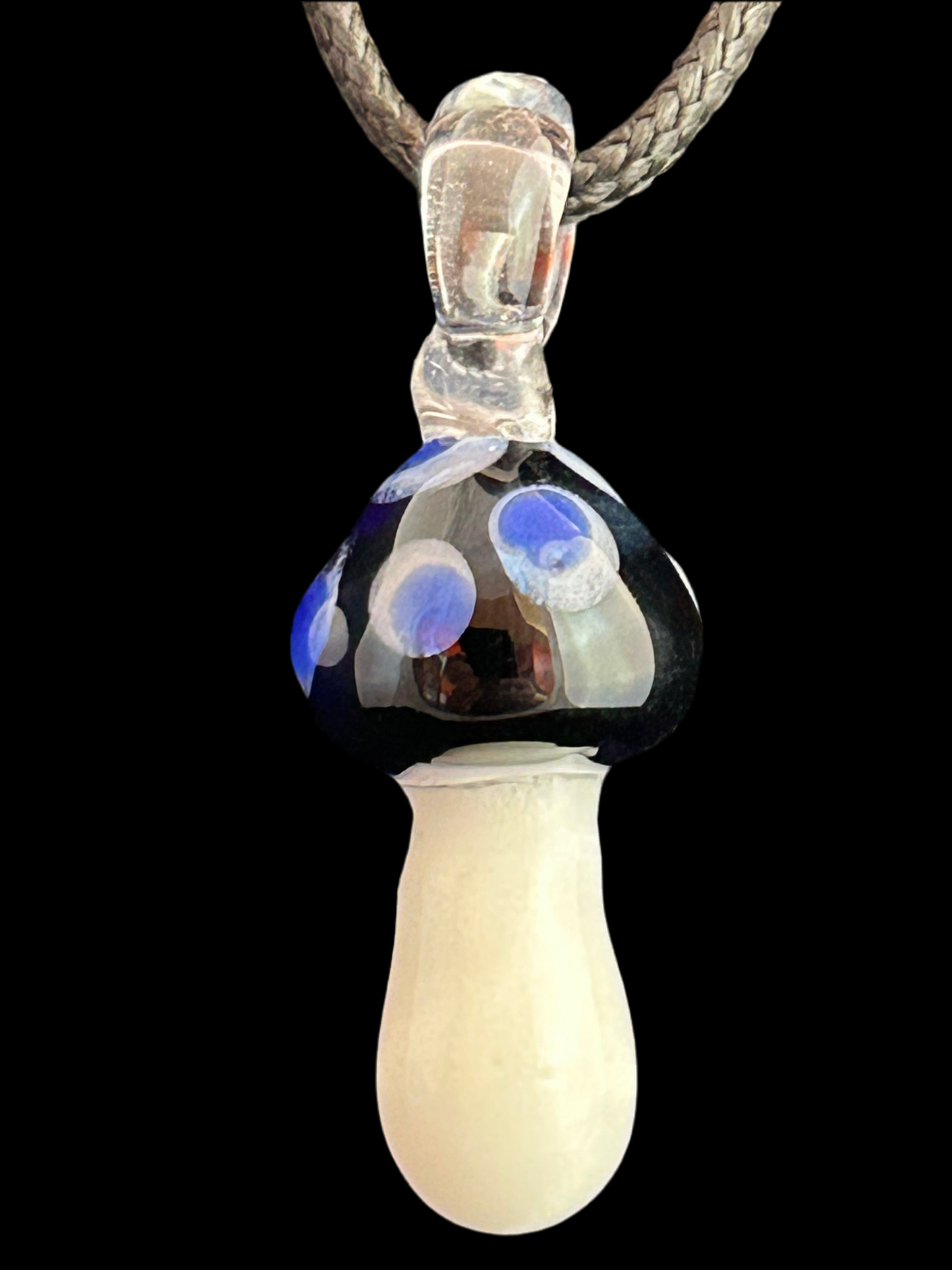 Navy & Blue Dot Mushroom Pendant