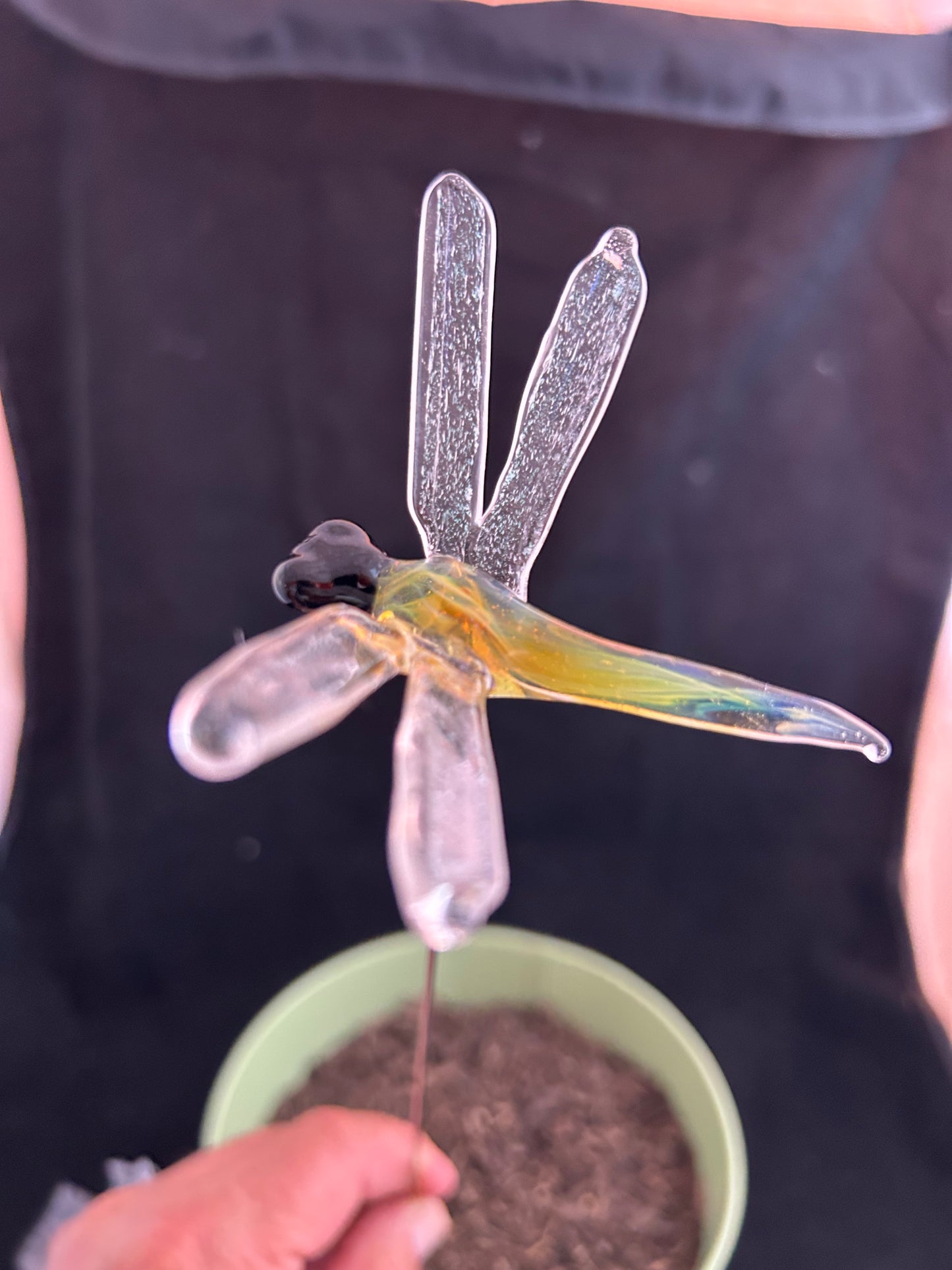 Yellow Dragonfly Plant Stake