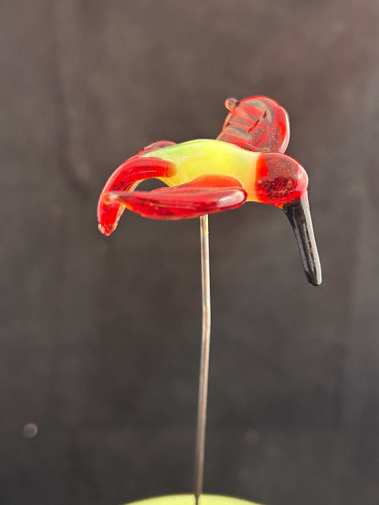 Yellow & Red Hummingbird Plant Stake