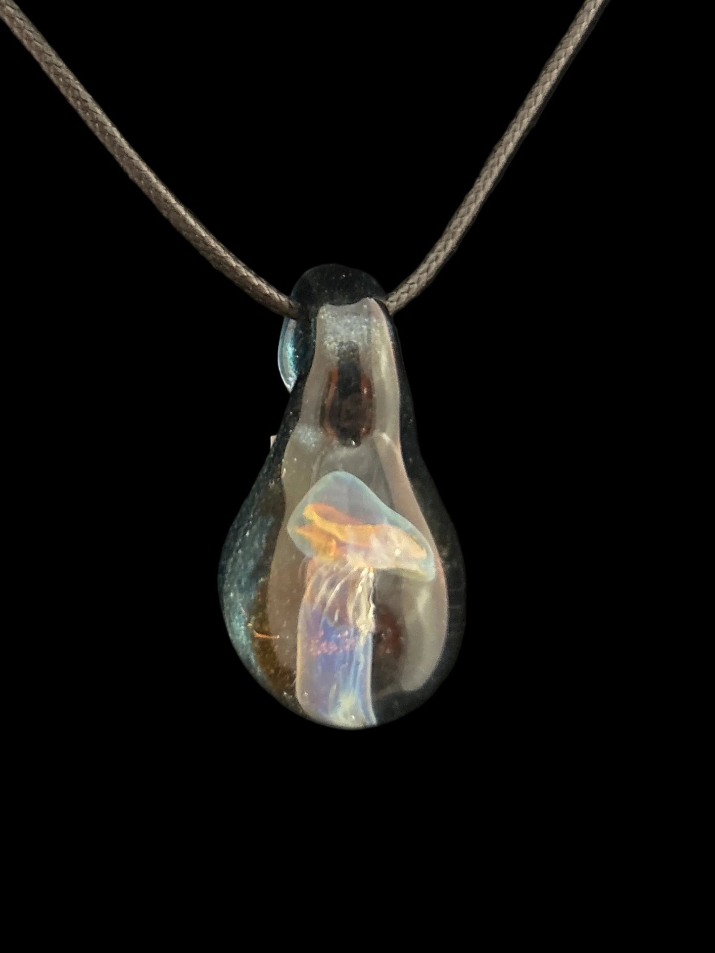 Blue stardust Implosion Mushroom Pendant