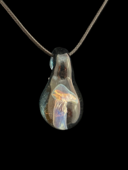 Blue stardust Implosion Mushroom Pendant