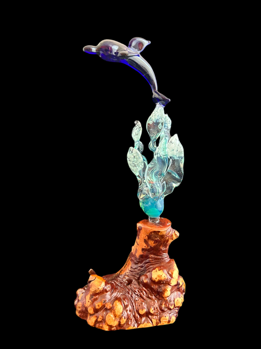 Blue & Light Blue Dolphin Sculpture