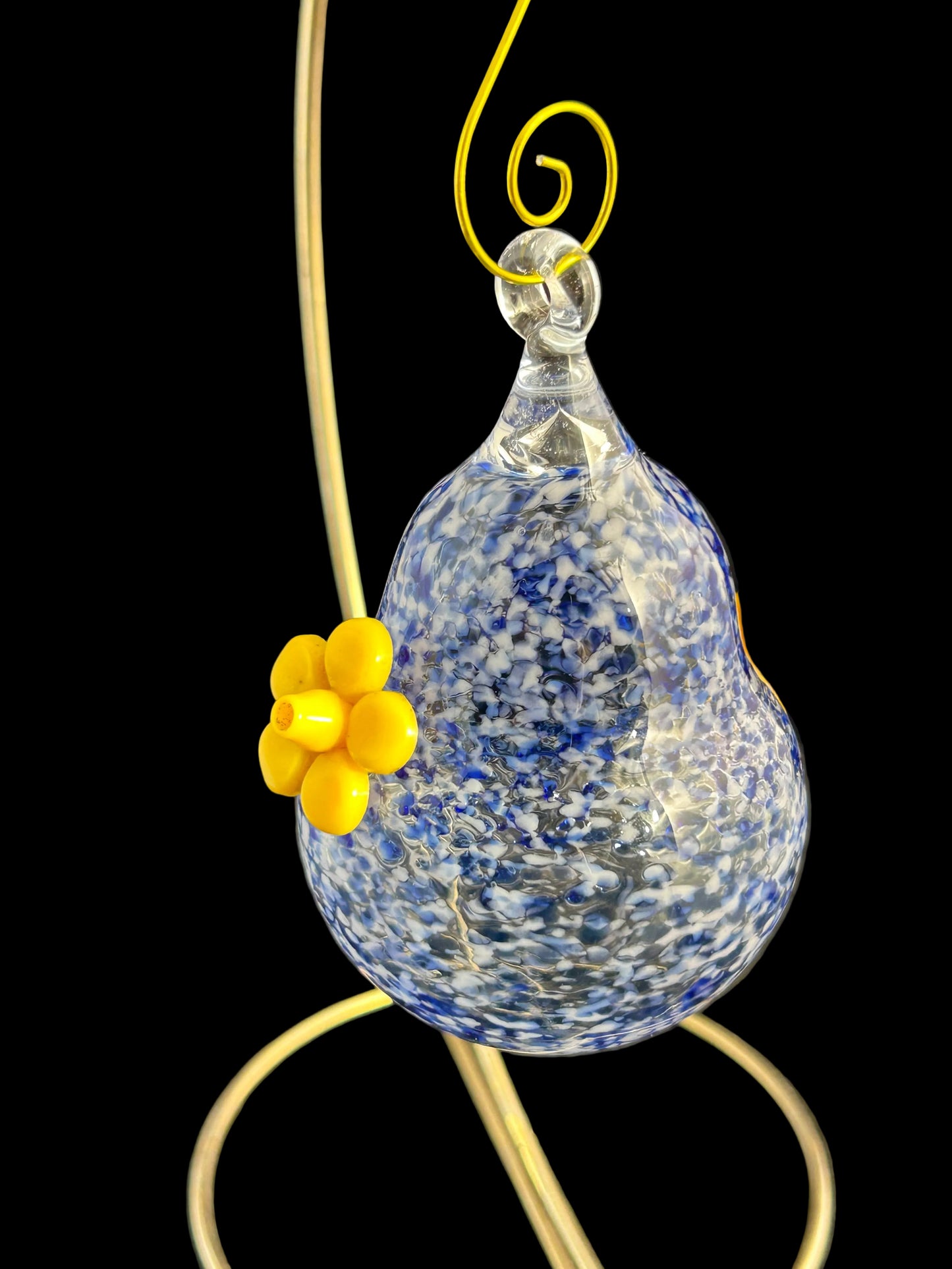 Blue and White Hummingbird Feeder