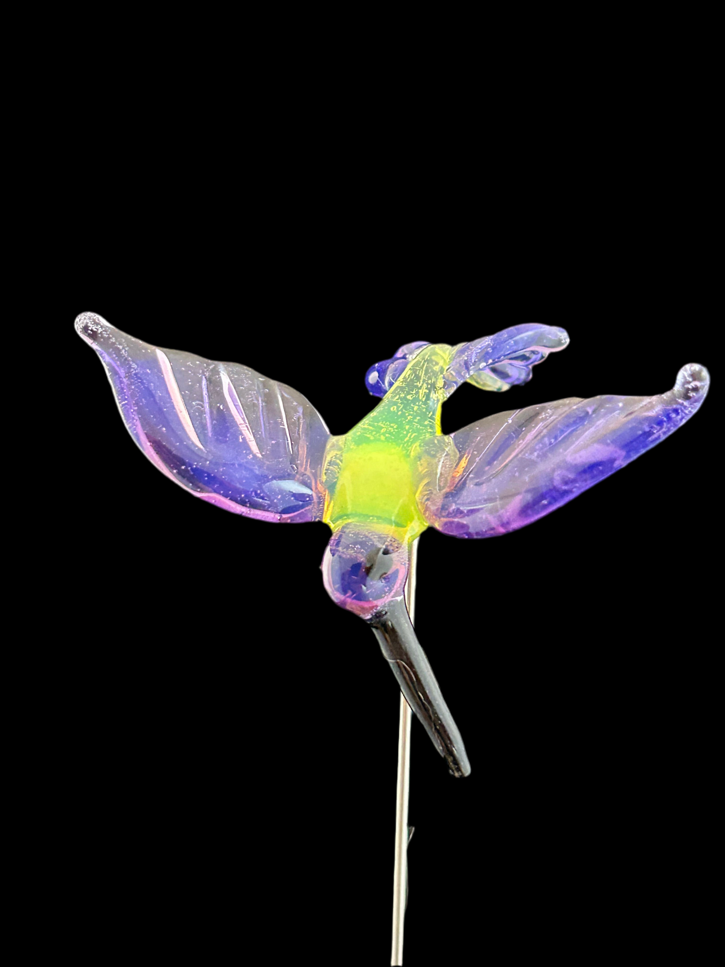 Slime & Purple Hummingbird Plant Stake