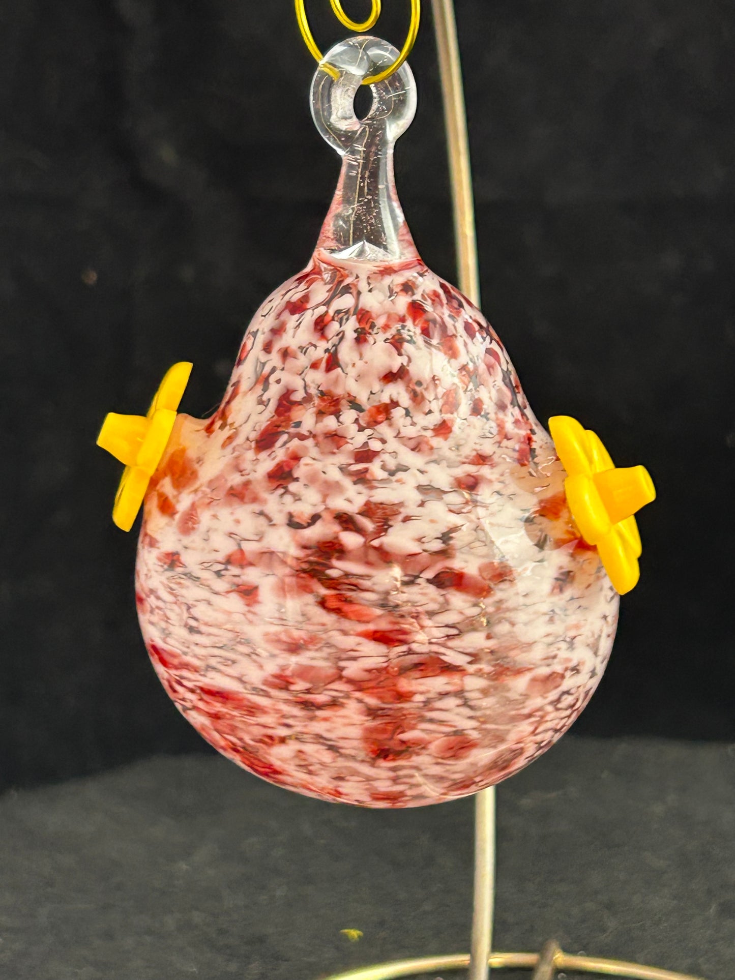 Red And White Speckled Hummingbird Feeder