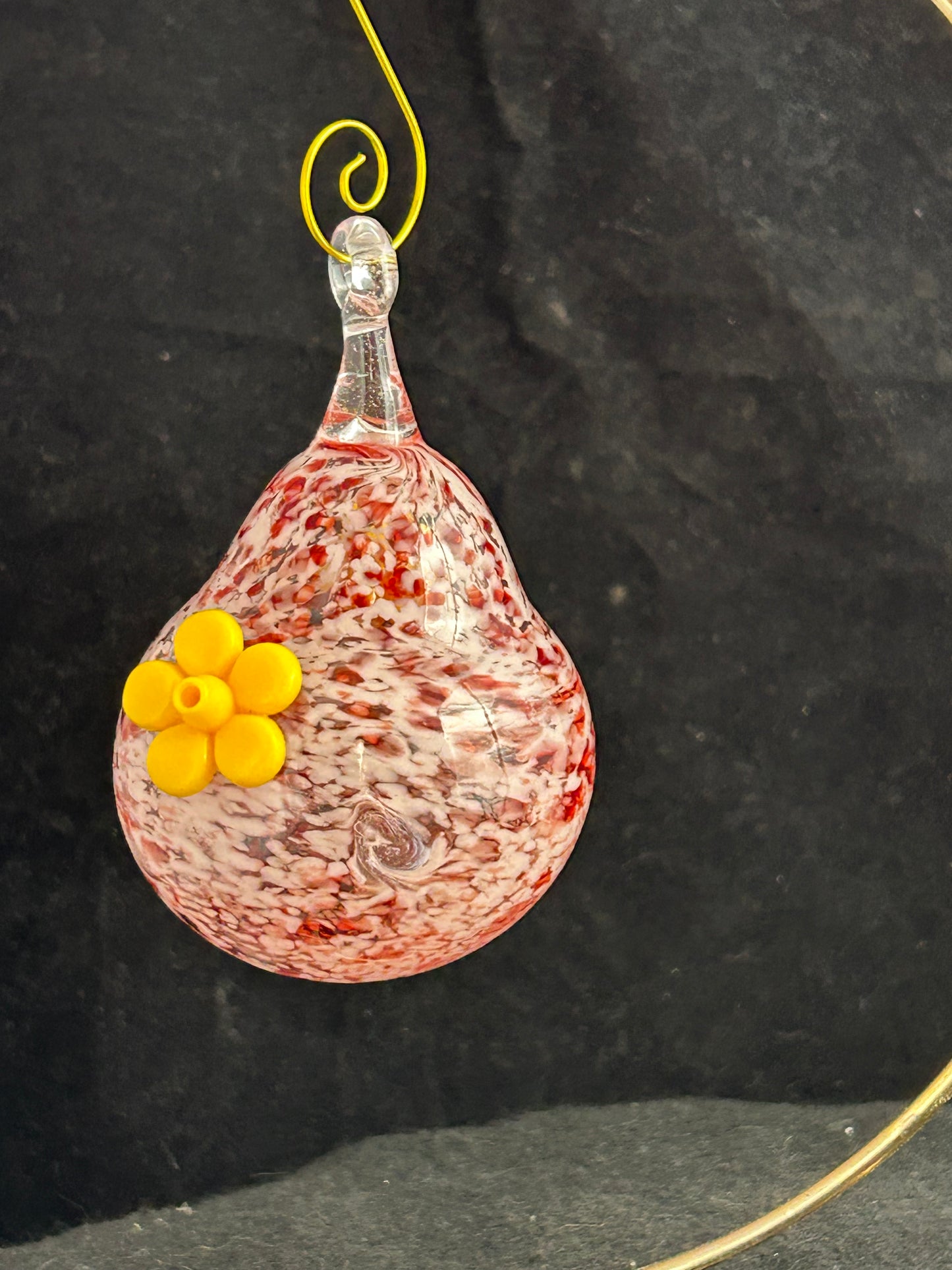 Red And White Speckled Hummingbird Feeder