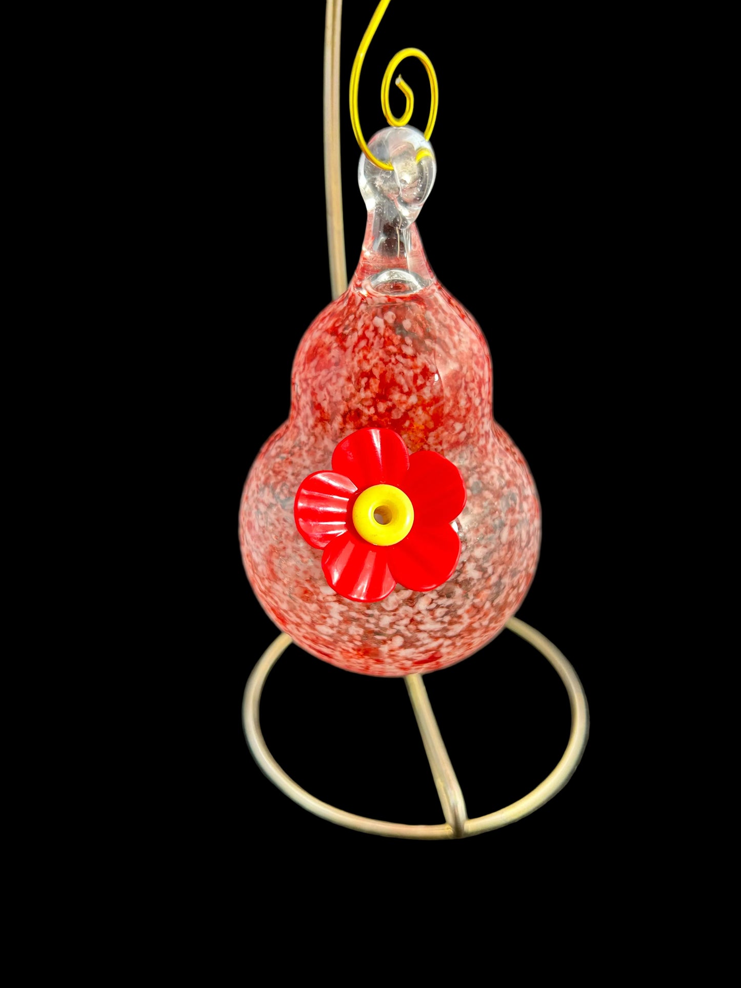 Red And White Speckled Hummingbird Feeder red flower