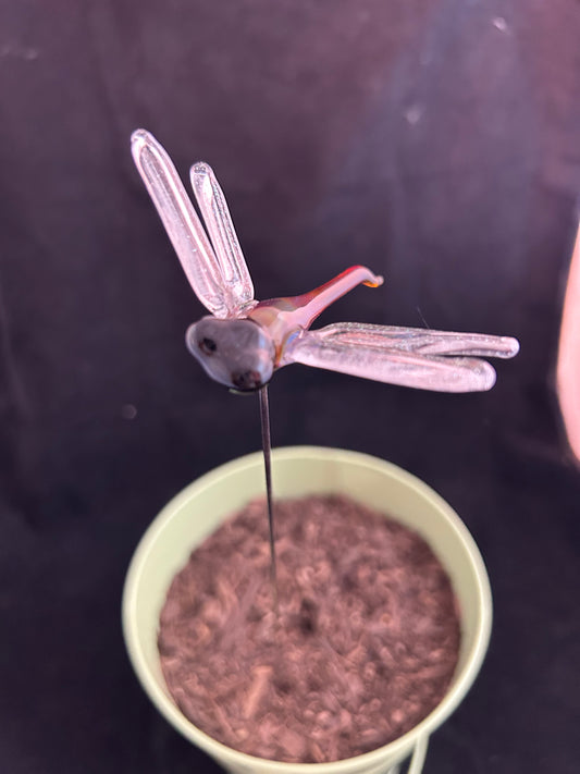 Amber Purple Dragonfly Plant Stake