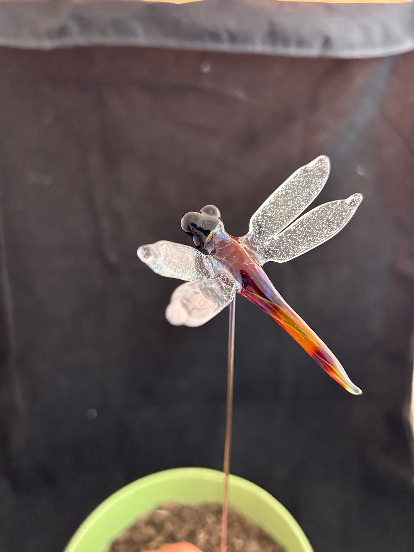Amber Purple Dragonfly Plant Stake #2