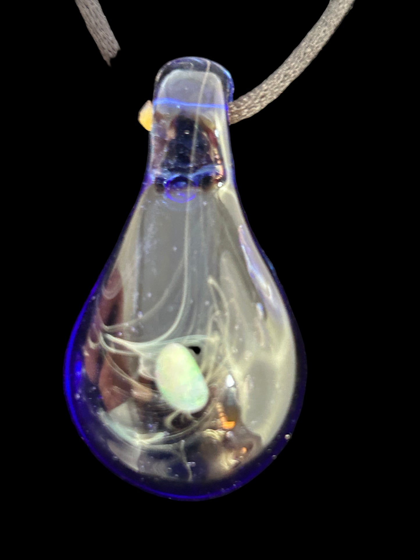 Silver fume chaos pendant with opal
