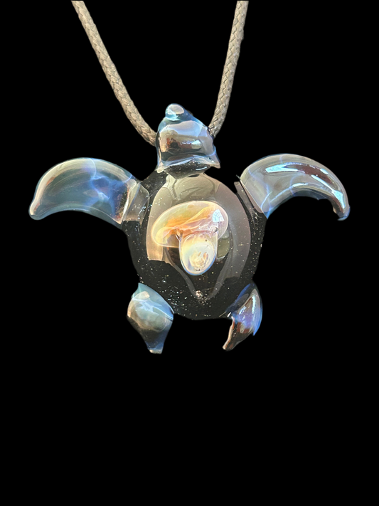 Blue Turtle Mushroom Pendant
