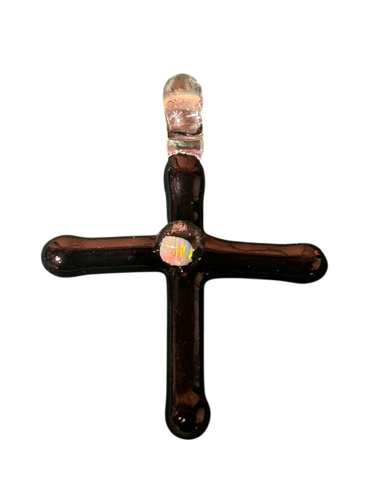 Black Cross with opal