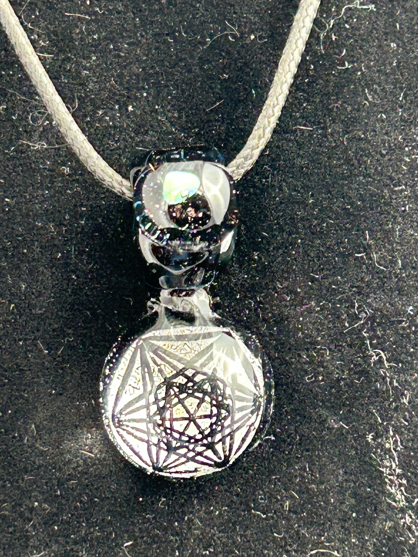 Metatron’s Cube Iridescent Glass Pendant Necklace