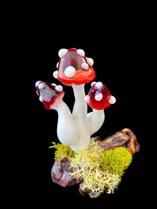 Red Mushroom Cluster Sculpture