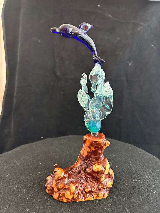 Blue & Light Blue Dolphin Sculpture