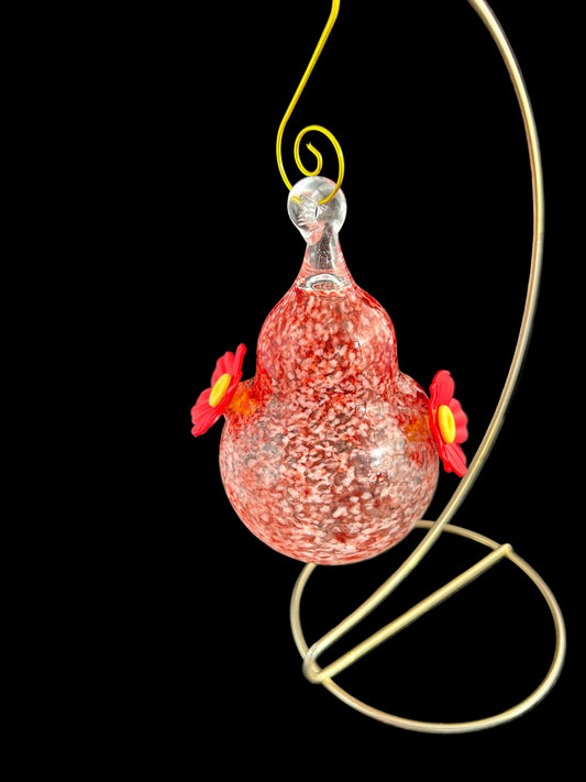 Red And White Speckled Hummingbird Feeder red flower