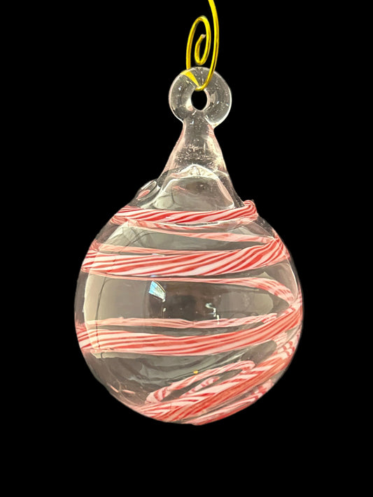 Red & White Swirling Bulb Ornament