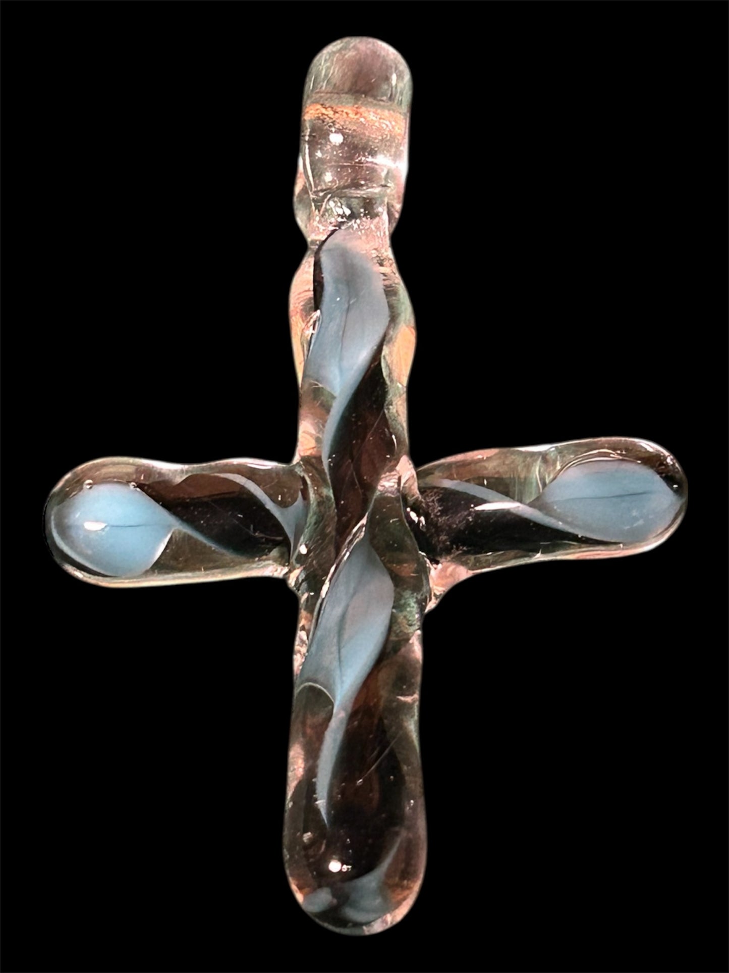 Black and Aqua Twisted Cross