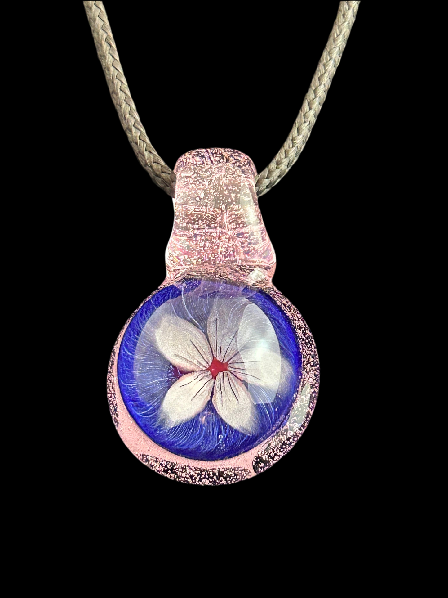 Pink & Purple Flower Round Pendant