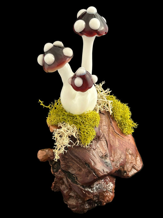 Red Mushroom Cluster Sculpture