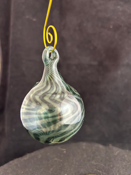 Green Stripe Bulb Ornament