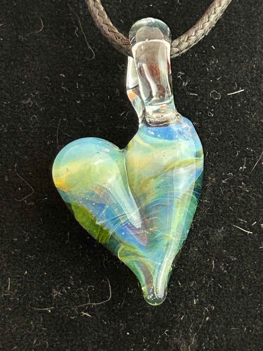 Green & Ghost Heart Pendant