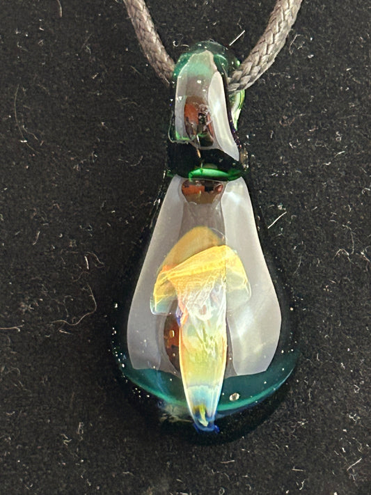 Green & Brown Mushroom Pendant