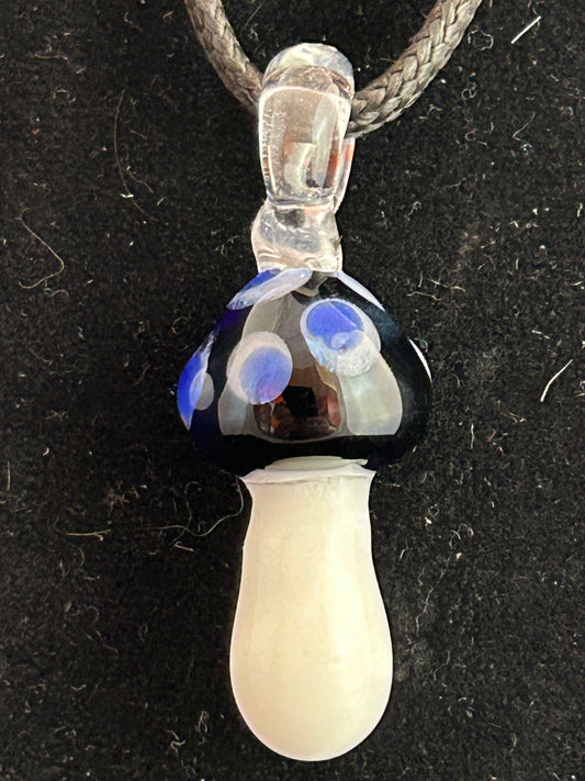 Navy & Blue Dot Mushroom Pendant
