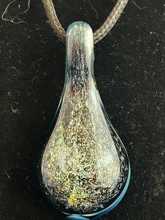 Blue Dichro Teardrop Pendant