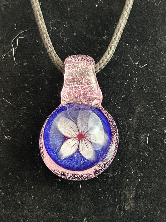 Pink & Purple Flower Round Pendant