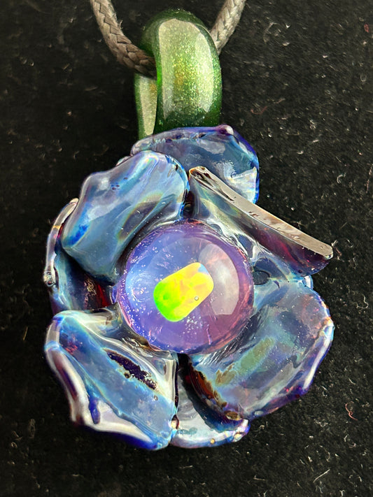 Purple Blue Opal Flower Pendant