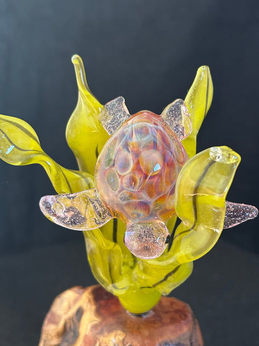 Pink & Orange Turtle Sculpture