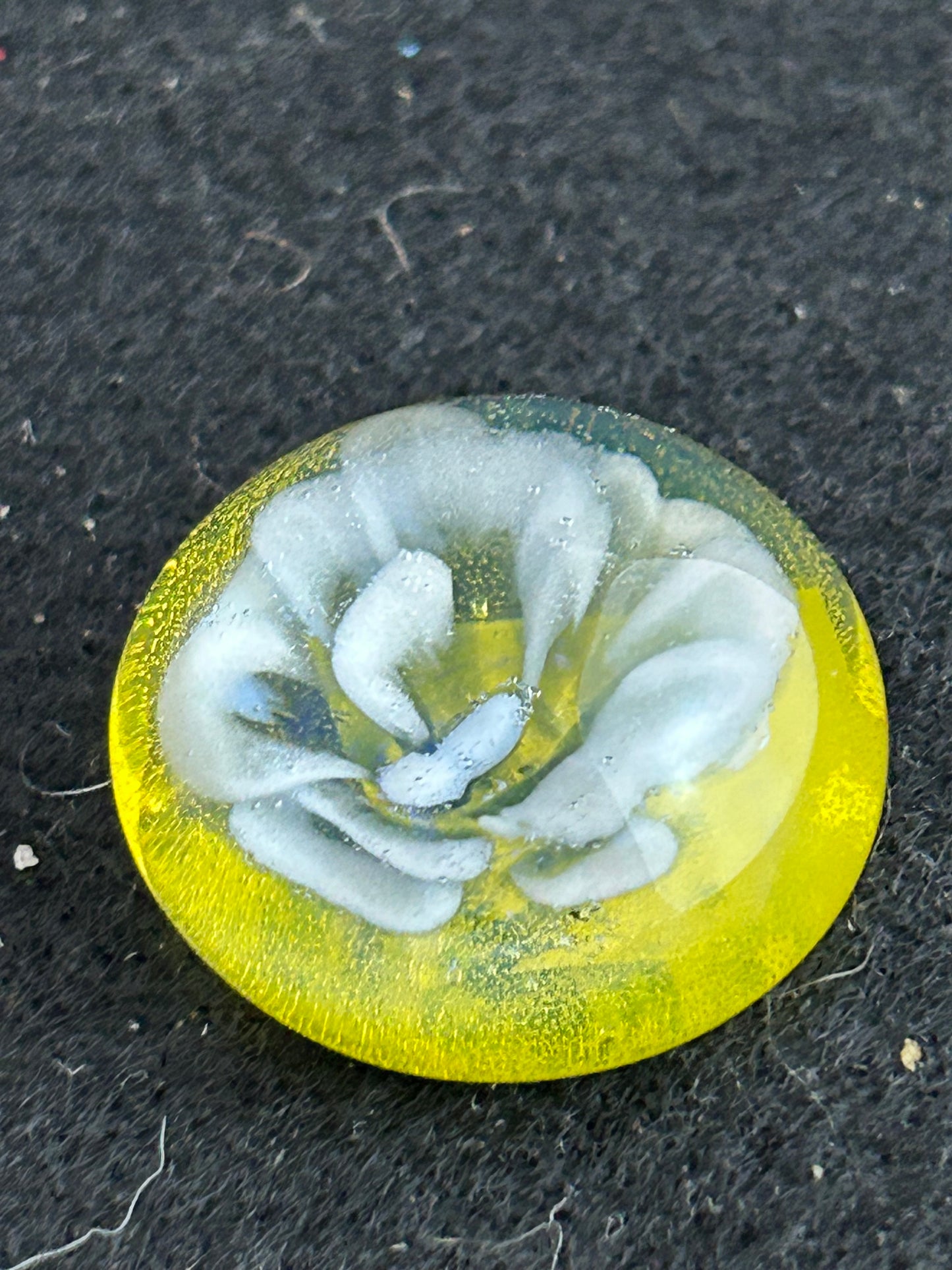White Flower Yellow Paperweight