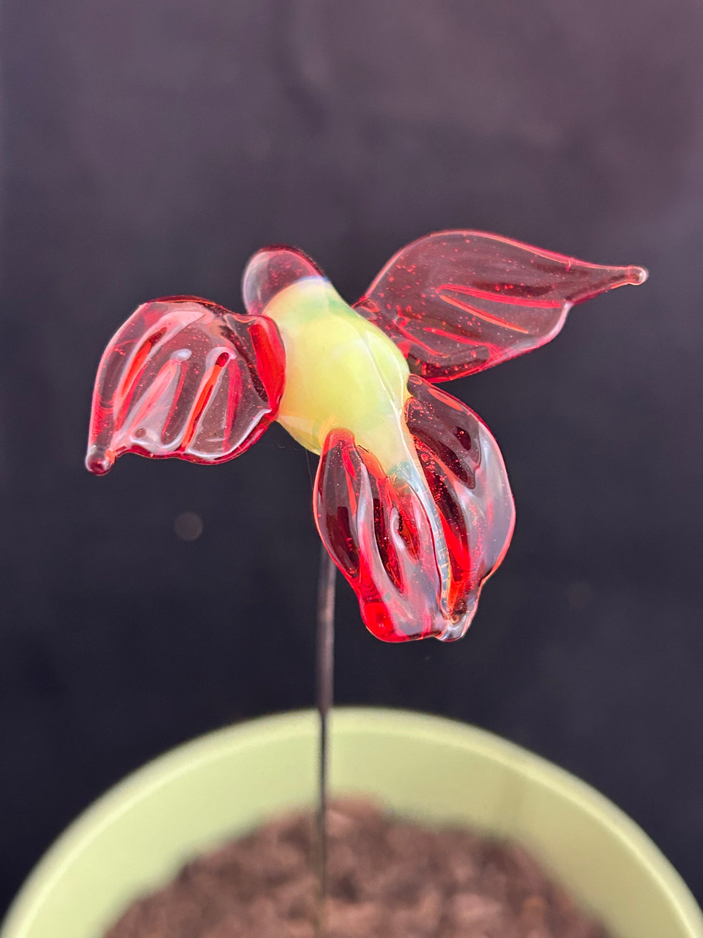 Yellow & Red Hummingbird Plant Stake
