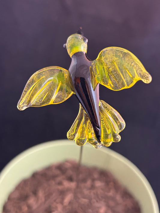 Black & Yellow Hummingbird Plant Stake