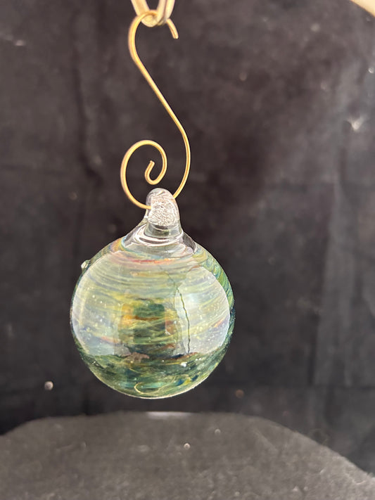 Green & Yellow Stripe Bulb Ornament