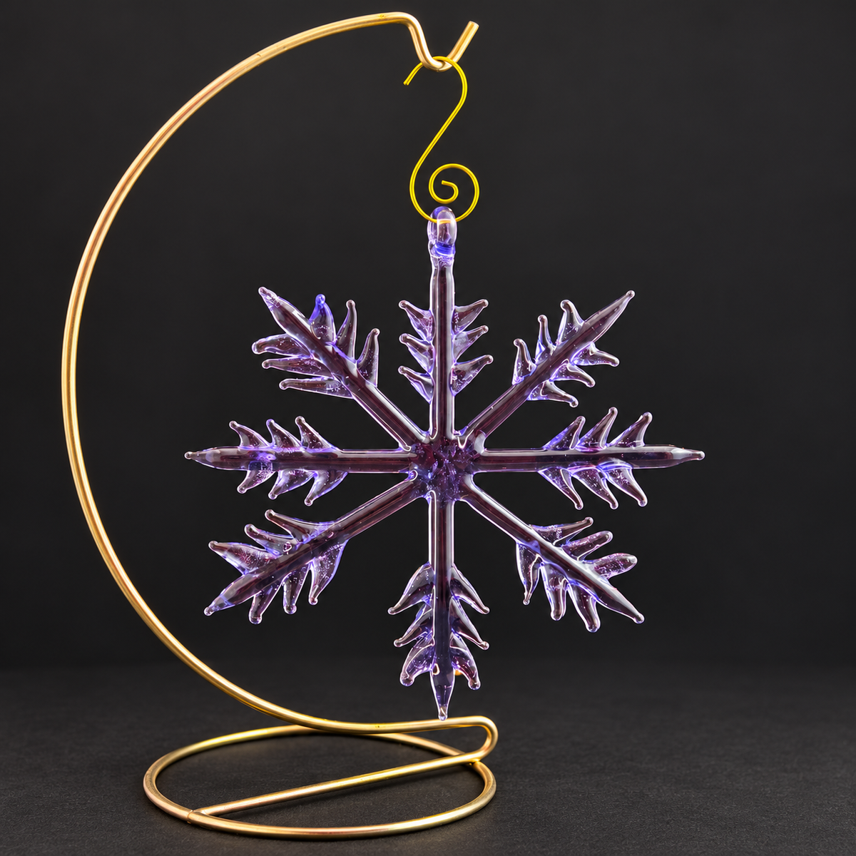 Large purple handmade glass snowflake ornament