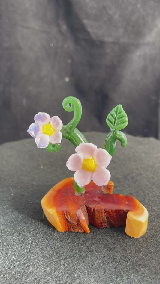 Pink Flower and Vine Sculpture